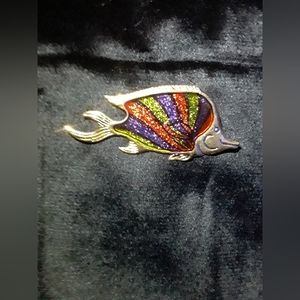 Antique acrylic angelfish pin